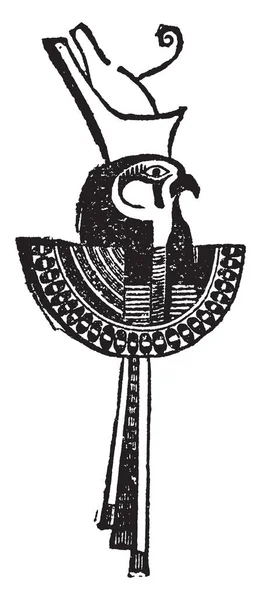 この画像の鳥はワシのよう見えます 彼はヘッド ビンテージの線描画や彫刻イラスト上にビッグ クラウンを置く — ストックベクタ