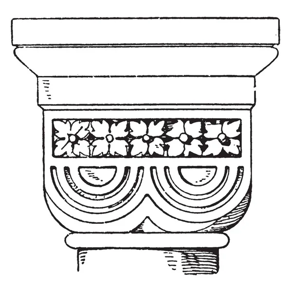 Romanesque Double Cushion Capital Дизайн Века Найден Церковь Rosheim Франции — стоковый вектор