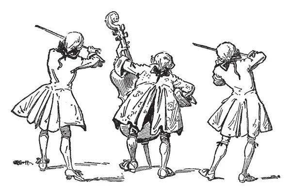 King Cole Αυτή Σκηνή Δείχνει Τρεις Βιολιστές Δύο Fiddlers Παίζει — Διανυσματικό Αρχείο