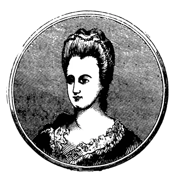 Retrato Esther Berdt Esposa Del General Joseph Reed Dibujo Línea — Vector de stock