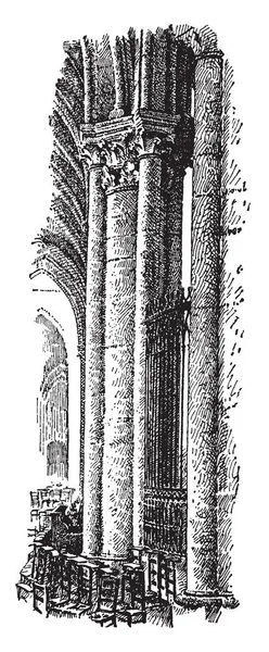 大聖堂のツアー フランス 世紀頃から柱 Arnau ヴィダル マスター ビンテージの線の描画やイラストを彫刻 — ストックベクタ