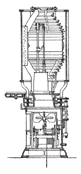 Verticale Doorsnede Van Het Apparaat Elektrische Licht Vuurtoren Planier Vintage — Stockvector