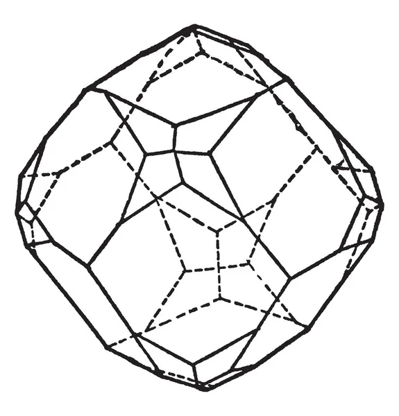 Diagramme Représente Dodécaèdre Dessin Ligne Vintage Illustration Gravure — Image vectorielle