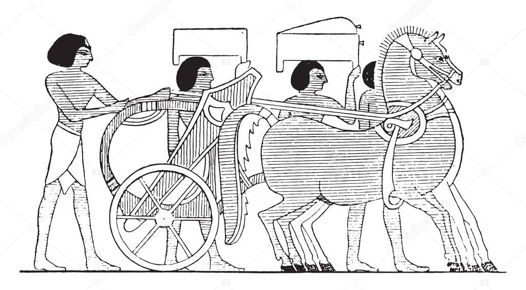 The preferred chariot, vintage engraved illustration