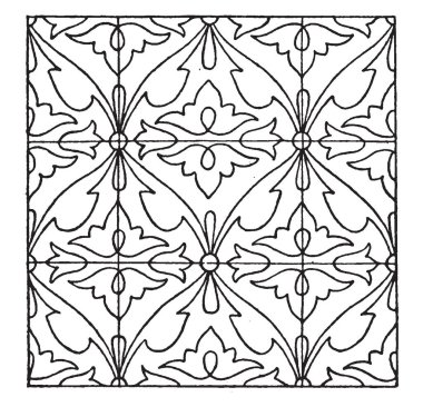 Hint emaye desen toz renkli cam yapıştırma, vintage çizgi çizme veya oyma illüstrasyon ile doldurulur.