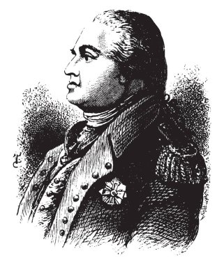 Baron von Steuben, 1730-1794, o bir müfettiş genel ve Tümgeneral kıta ordusu Amerikan Bağımsızlık Savaşı, vintage çizgi çizme veya oyma illüstrasyon sırasında oldu