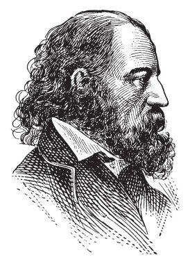 Alfred Tennyson, 1809-1892, o şairi Büyük Britanya ve İrlanda, vintage çizgi çizme veya oyma illüstrasyon yapıldı.