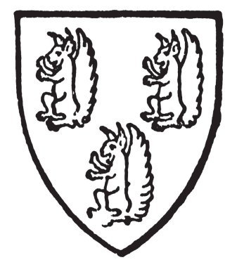 Lancashire Talbot üç mor sincap, vintage çizgi çizme veya oyma illüstrasyon vardı.