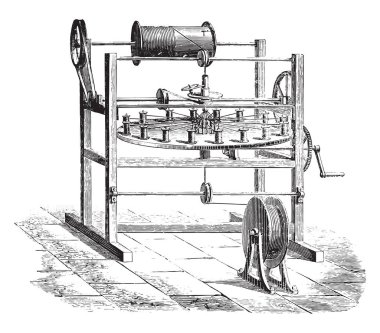 Kapak, vintage oyulmuş illüstrasyon dokuma. Endüstriyel ansiklopedi E.-O. Lami - 1875