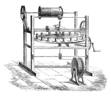Weaving cover, vintage engraved illustration. Industrial encyclopedia E.-O. Lami - 1875 clipart
