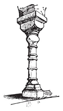 Korkuluk çubuğu mili içinde a büyük değişiklik, şeklinde, mobilya bacak, benzer, vintage çizgi çizme veya illüstrasyon oyma vazo, yapılır.