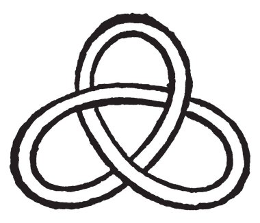 Azaltılmış düğüm düğüm diyagramında projeksiyon uçak toplantı, vintage çizgi çizme veya oyma illüstrasyon çember var bir geçiş olduğunu.