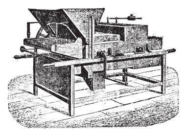 Tarım winnower, vintage illüstrasyon kazınmış. Endüstriyel ansiklopedi E.-O. Lami - 1875
