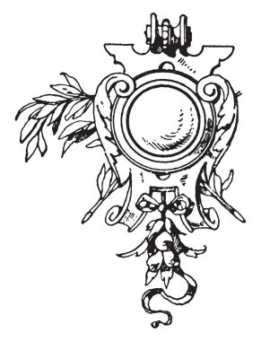 Modern kayış çalışma çerçeve var bu çemberde Merkez, o var yaprakları desen, çizim için vintage veya illüstrasyon oyma.