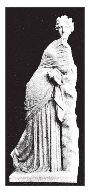 Bu çerçevede bir kadın heykeli vardır. O giymiş bir sari, vintage çizgi çizme veya illüstrasyon oyma düşünüyor gibi görünüyor.