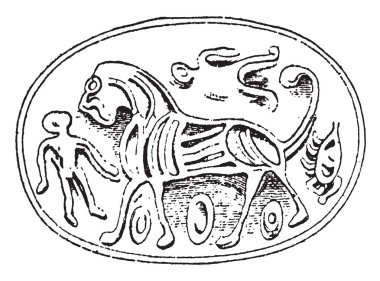 British Museum, vintage çizgi çizme veya oyma illüstrasyon gem.