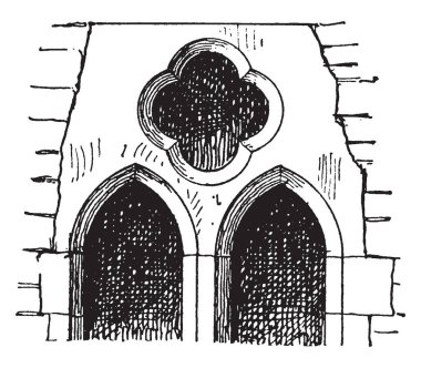 Oyma oyma pencere desen, çizim için vintage veya oyma illüstrasyon olduğunu.