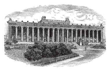 Berlin'in merkezinde, vintage çizgi çizme veya oyma resimde yer almaktadır Berlin Müzesi.