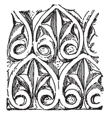 Anthemion, Ismenias de kendi beceri, sanayi, değil küstah, tropikal bitkiler, çalılar, vinesoverbearing, vintage çizgi çizme veya oyma illüstrasyon twining.
