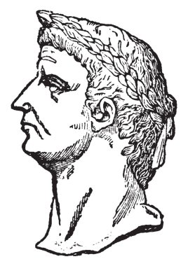 Claudius, M.ö. 10-54 reklam, o yapıldı Roma İmparatoru 41 54 ve Julio-Claudian hanedanı, vintage çizgi çizme veya oyma illüstrasyon üyesi