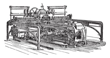 Bu resimde nerede normalde spinner tarafından gerçekleştirilen işlemler otomatik anlamına gelir, vintage çizgi çizme veya oyma illüstrasyon tarafından etkilenir katır temsil eder..