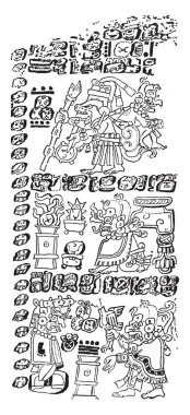 Plaka Xxv Dresden Kodeksi, vintage çizgi çizme veya oyma illüstrasyon.