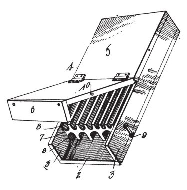 Bu örnekte kullanılan ticaret, vintage çizgi çizme veya oyma illüstrasyon için sahibi araçlar koruma araç kutusunu temsil eder..