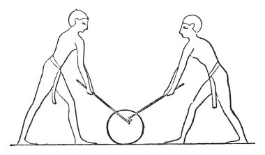 Hoop oynarken, vintage illüstrasyon kazınmış