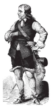 Oliver Cromwell, 1599-1658, İngiliz general ve politik lider ve İngiltere, İskoçya ve İrlanda, vintage çizgi çizme veya oyma illüstrasyon topluluğu koruyucusu Lord biriydi