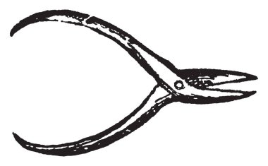 Bu çizimde temsil küçük bir nesne için kullanılan pense ele geçirilen ve bükülmüş, vintage hat çizim veya gravür illüstrasyon.