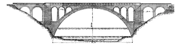Ponte Lavaur Agout Ilustração Gravada Vintage Enciclopédia Industrial Lami 1875 — Vetor de Stock