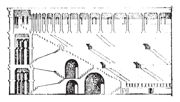 Амфитеатр Место Открытым Небом Используемое Развлечения Овальное Круглое Плане Рисование — стоковый вектор