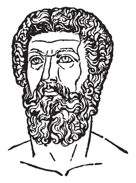 Marco Aurelio 121 180 Fue Emperador Roma Dibujo Línea Vintage — Vector de stock