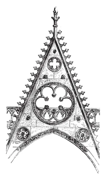 Gable Van Het Zuid Portaal Van Notre Dame Paris Vintage — Stockvector