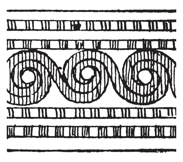 クレタ島の飾りは ラウンドの様式化された花のデザイン ヴィンテージの線描画や彫刻イラスト — ストックベクタ