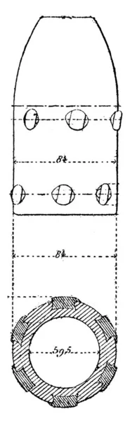 投射物のフィン ビンテージの刻まれた図 産業百科事典 1875 — ストックベクタ