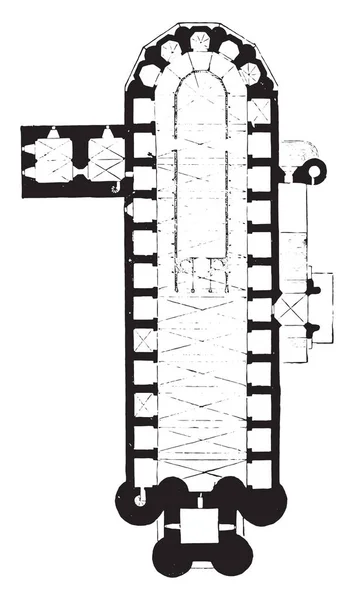 Mapa Catedral Albi Ilustração Gravada Vintage Enciclopédia Industrial Lami 1875 —  Vetores de Stock