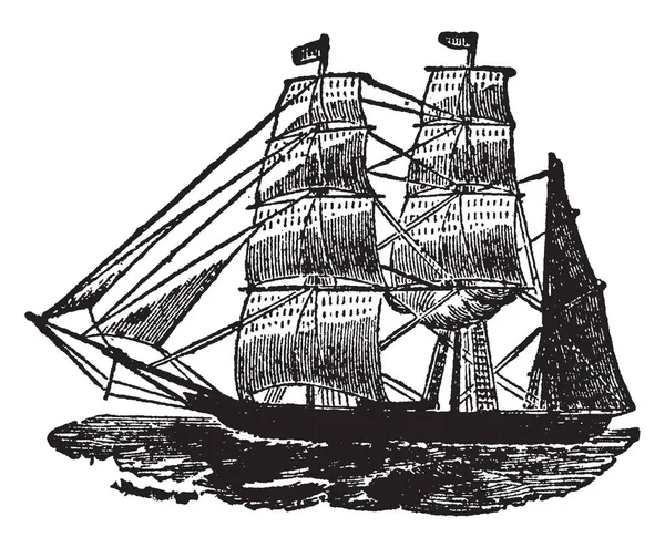 Bark Est Navire Trois Mâts Dont Mât Avant Mât Principal — Image vectorielle