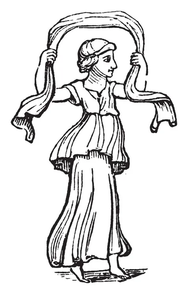 Posąg Stojący Nox Prowadzenie Tkaniny Typu Tłumik Obu Rękach Nox — Wektor stockowy