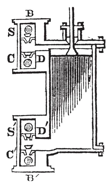 Denna Illustration Representerar Dubbel Tillförordnad Cylinder Vintage Linje Ritning Eller — Stock vektor