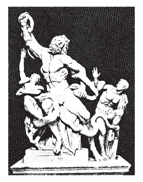 Ένα Άγαλμα Του Trojan Ιερέα Λαοκόοντα Που Βρίσκονται Στα Και — Διανυσματικό Αρχείο
