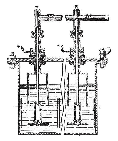 Přístroje Pro Průmyslovou Přípravu Fluoru Vintage Ryté Ilustrace Průmyslové Encyklopedii — Stockový vektor