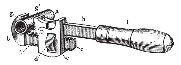 Deze Afbeelding Vertegenwoordigt Pipe Wrench Met Een Kaak Roerende Vintage — Stockvector