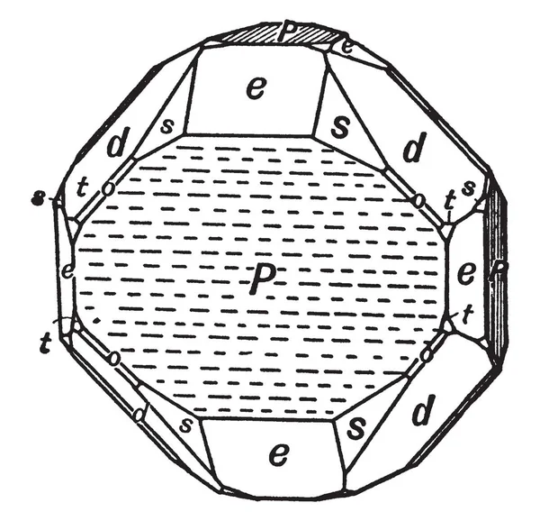 Diagramme Représente Cristal Pyrite Fer Montrant Des Représentants Toutes Les — Image vectorielle