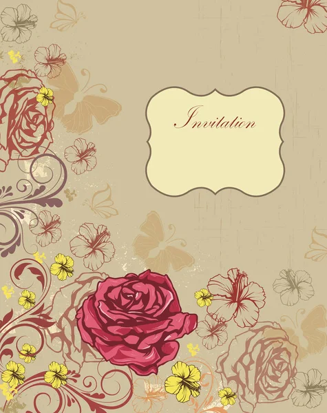 Tarjeta Invitación Vintage Con Elegante Diseño Floral Retro Abstracto Adornado — Vector de stock