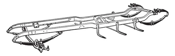 Esta Imagen Representa Construcción Automóvil Paso Eje Delantero Línea Vintage — Vector de stock