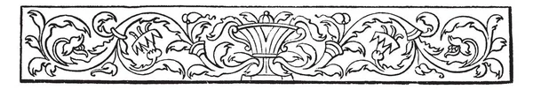 横幅包含一个花瓶的设计在中心与几个藤蔓 复古线条画或雕刻插图 — 图库矢量图片