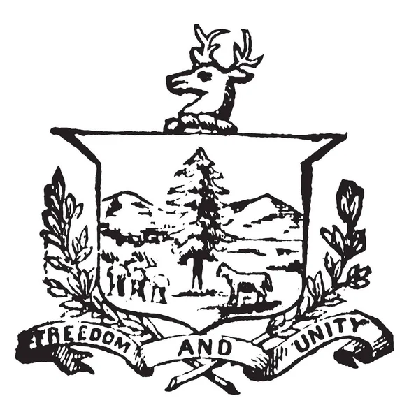 Siegel Des Bundesstaates Vermont 1890 Diese Siegelgarben Kiefer Kuh Bockskopf — Stockvektor