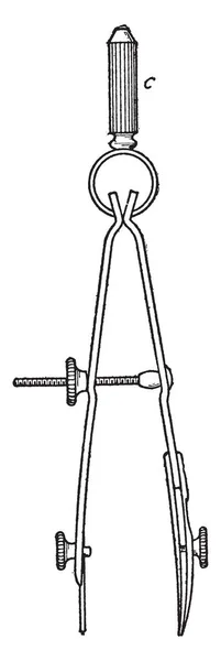 笔点挂钩弹簧弓被压缩或从其静止位置伸展 它施加与它的长度变化 复古线条画或雕刻插图的对立力约成比例 — 图库矢量图片