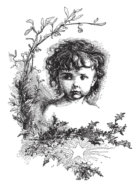Bebek Tabor Christkind Vintage Çizgi Çizme Veya Oyma Illüstrasyon — Stok Vektör